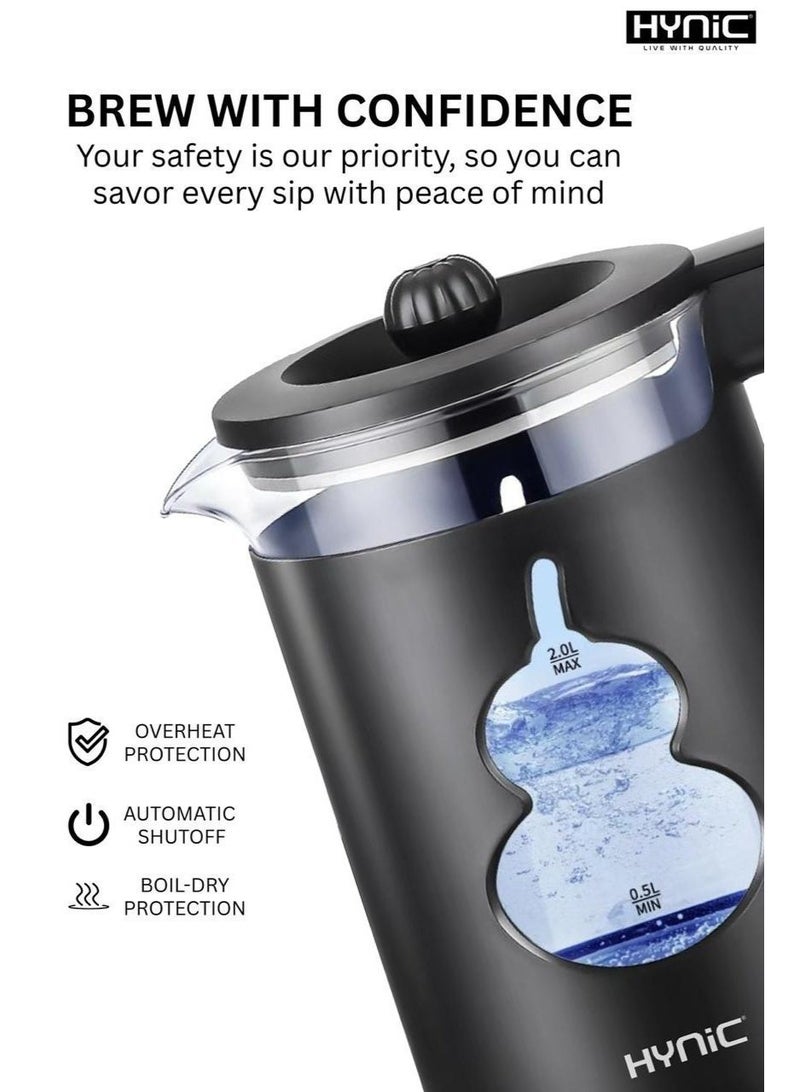 Hynic Electric Stainless Steel & Glass Kettle – 1.8L Double-Wall Rapid Boil - Image 4